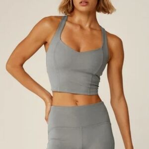 Beyond Yoga Intensity Racerback Cropped Tank - Iron Gray - Size Small